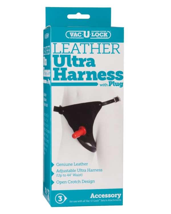 Leather Ultra Harness  With Plug Vac - U - Lock - Eros' Bazaar