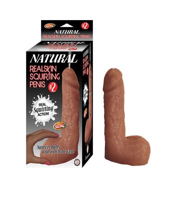 Natural RealSkin Squirting Penis #2 Brown - Eros' Bazaar